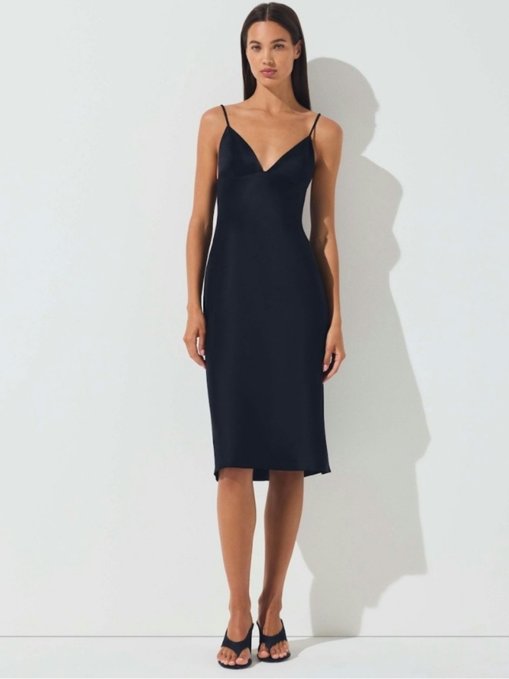 SKIMS SILK midi DRESS COLOR ONYX SIZE 3X NWT $188 retail